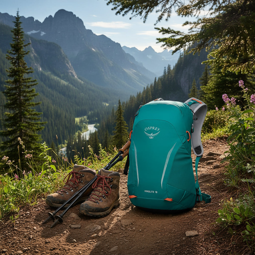 Osprey Hikelite 18L Unisex Hiking Backpack Escapade Green