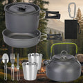 12 - Piece Camping Cookware Set - Portable Pot, Pan, Kettle & Utensils - Hippopotamus Barn