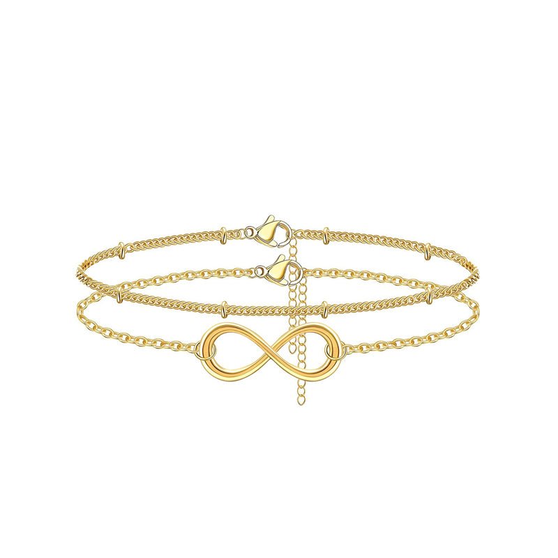 14K Gold Layered Bracelet - Adjustable Dainty Chain Bracelet for Women - Hippopotamus Barn