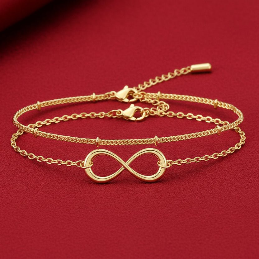 14K Gold Layered Bracelet - Adjustable Dainty Chain Bracelet for Women - Hippopotamus Barn