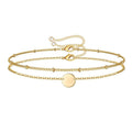 14K Gold Layered Bracelet - Adjustable Dainty Chain Bracelet for Women - Hippopotamus Barn