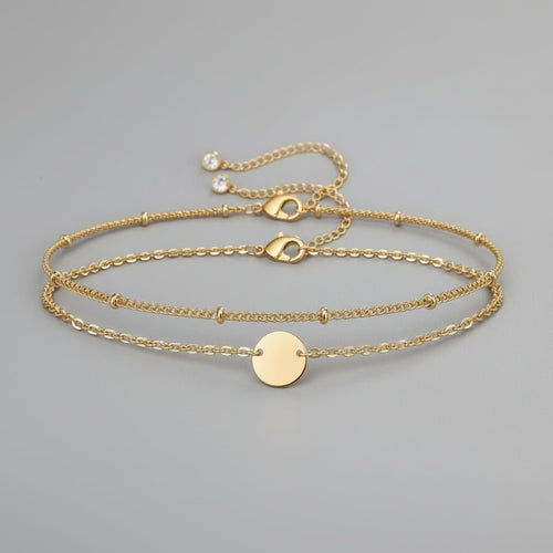 14K Gold Layered Bracelet - Adjustable Dainty Chain Bracelet for Women - Hippopotamus Barn