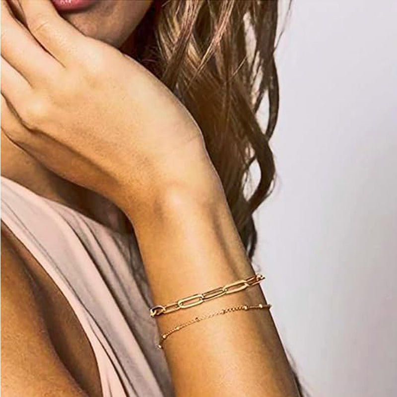 14K Gold Layered Bracelet Set - Evil Eye, Pearl & Turtle Charms - Hippopotamus Barn
