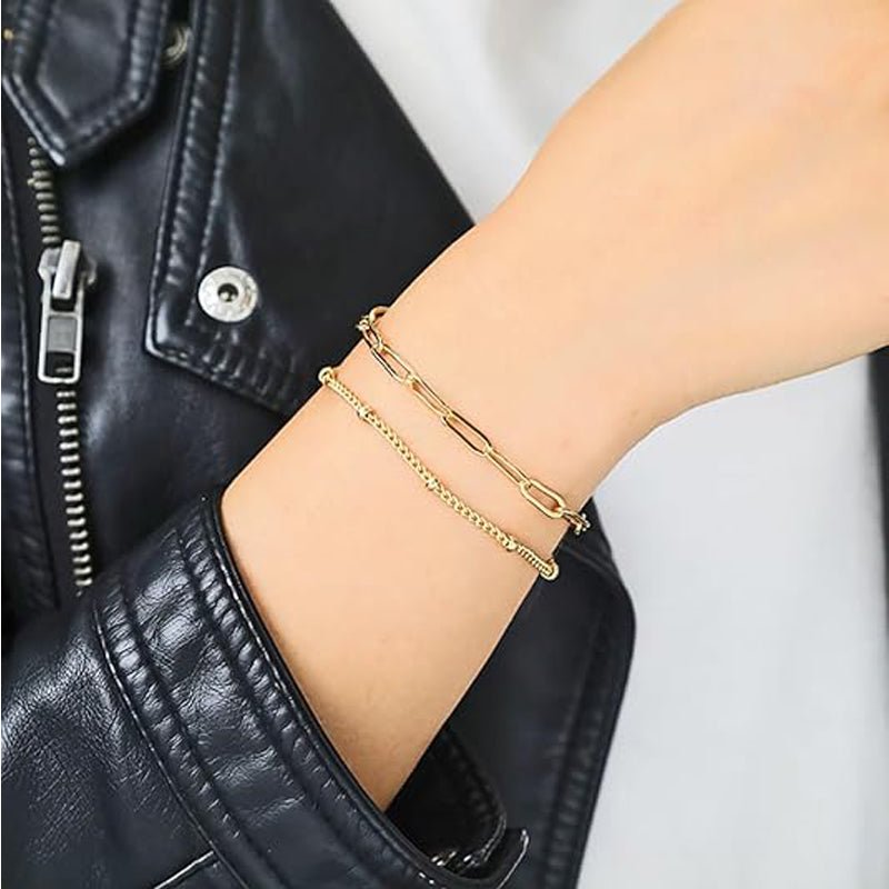 14K Gold Layered Bracelet Set - Evil Eye, Pearl & Turtle Charms - Hippopotamus Barn