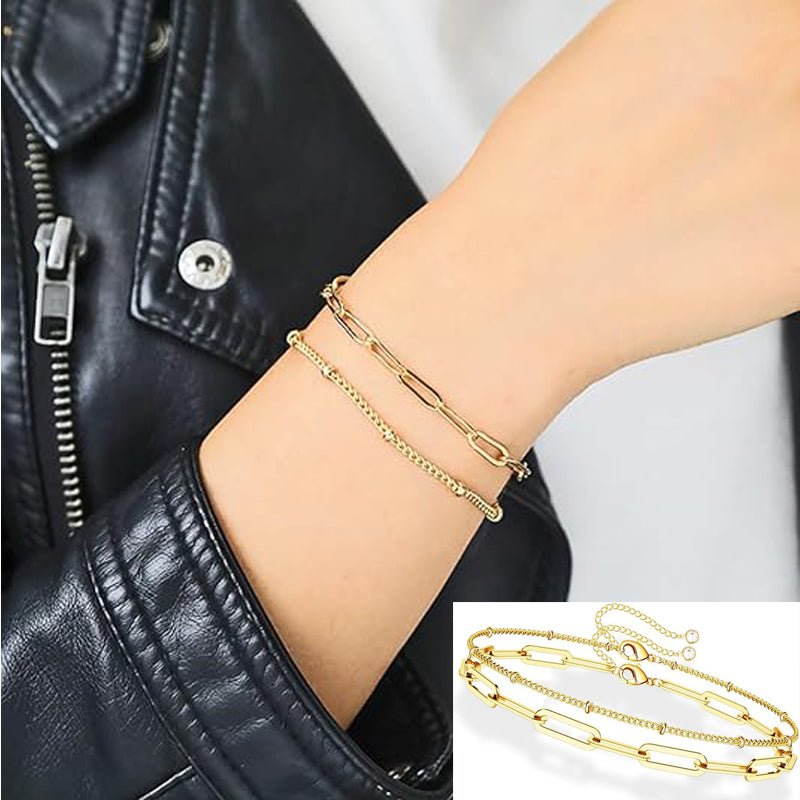14K Gold Layered Bracelet Set - Evil Eye, Pearl & Turtle Charms - Hippopotamus Barn
