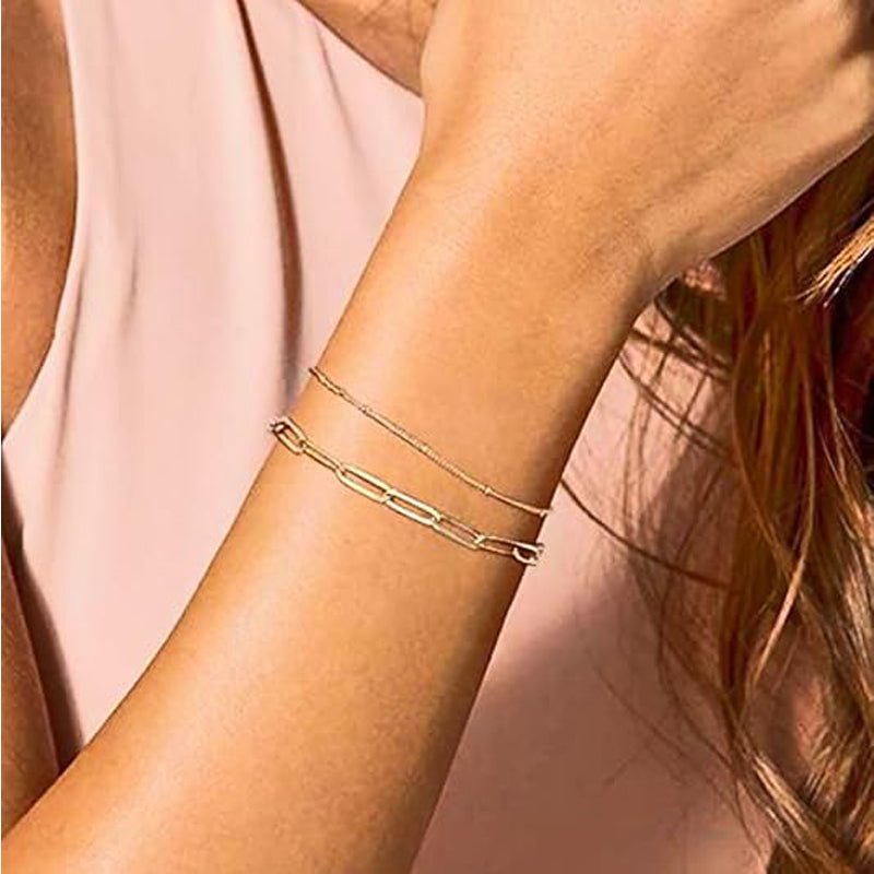 14K Gold Layered Bracelet Set - Evil Eye, Pearl & Turtle Charms - Hippopotamus Barn