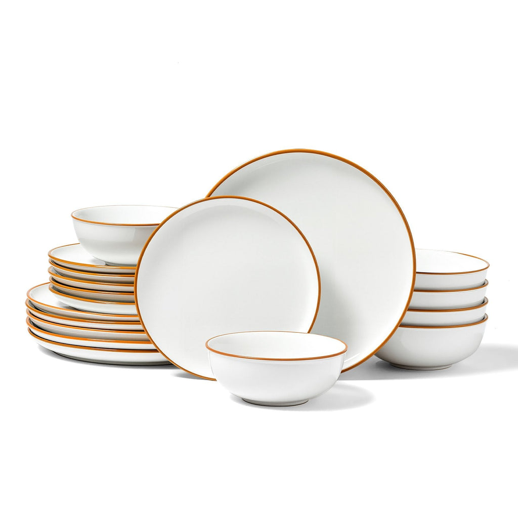 18 - Piece White Dinnerware Set - Ceramic Plates & Bowls Service for 6 - Hippopotamus Barn