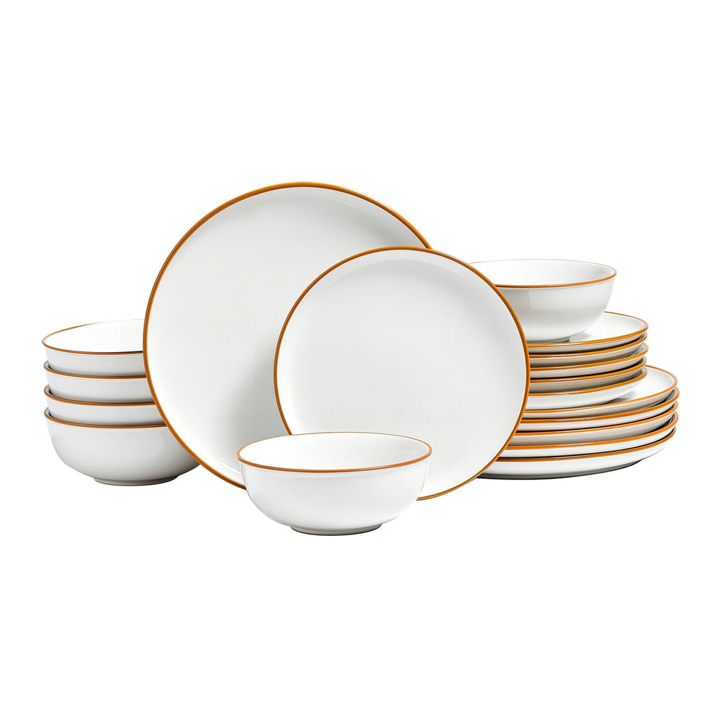 18 - Piece White Dinnerware Set - Ceramic Plates & Bowls Service for 6 - Hippopotamus Barn