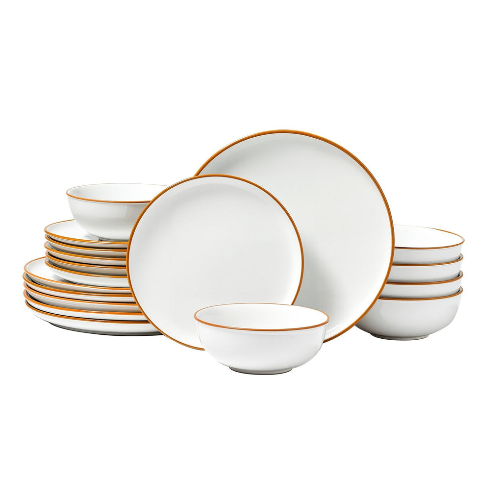 18 - Piece White Dinnerware Set - Ceramic Plates & Bowls Service for 6 - Hippopotamus Barn
