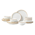 18 - Piece White Dinnerware Set - Ceramic Plates & Bowls Service for 6 - Hippopotamus Barn