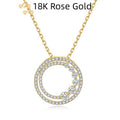 18K Gold Diamond Round Pendant Necklace – Rose Gold & Yellow Gold | O - Chain, 41–50cm - Hippopotamus Barn