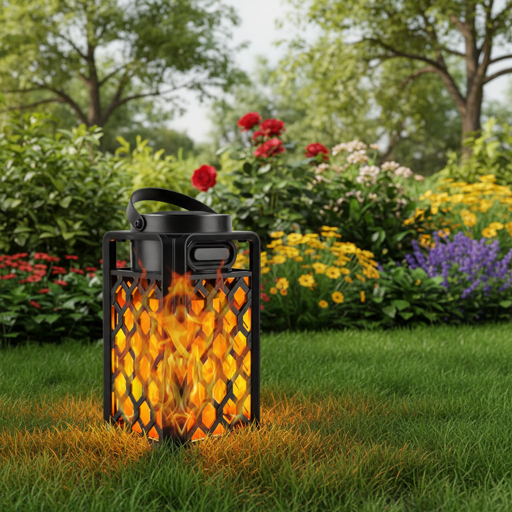 Outdoor Bluetooth Flame Speaker & LED Lantern | 10W Stereo Sound | IP65 Waterproof