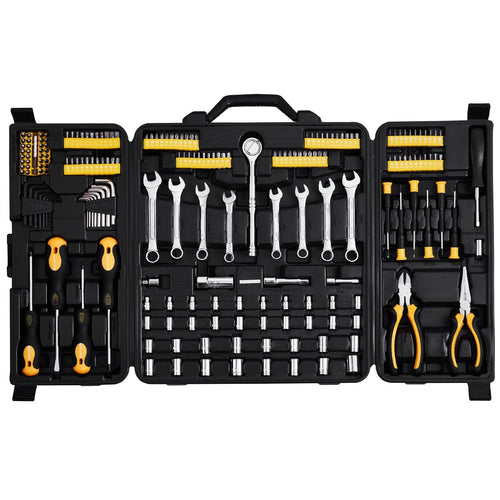 221 - Piece Mechanics Tool Set - Professional SAE & Metric Socket Set with Ratchet, Wrenches & Storage Case - Hippopotamus Barn