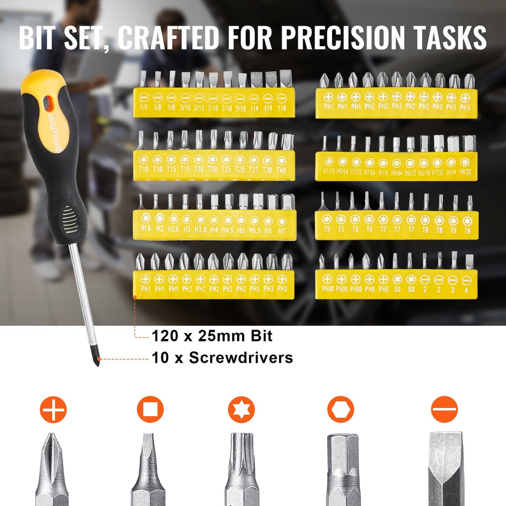 221 - Piece Mechanics Tool Set - Professional SAE & Metric Socket Set with Ratchet, Wrenches & Storage Case - Hippopotamus Barn