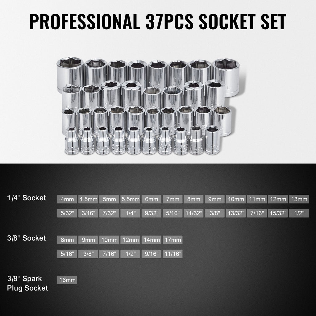 221 - Piece Mechanics Tool Set - Professional SAE & Metric Socket Set with Ratchet, Wrenches & Storage Case - Hippopotamus Barn