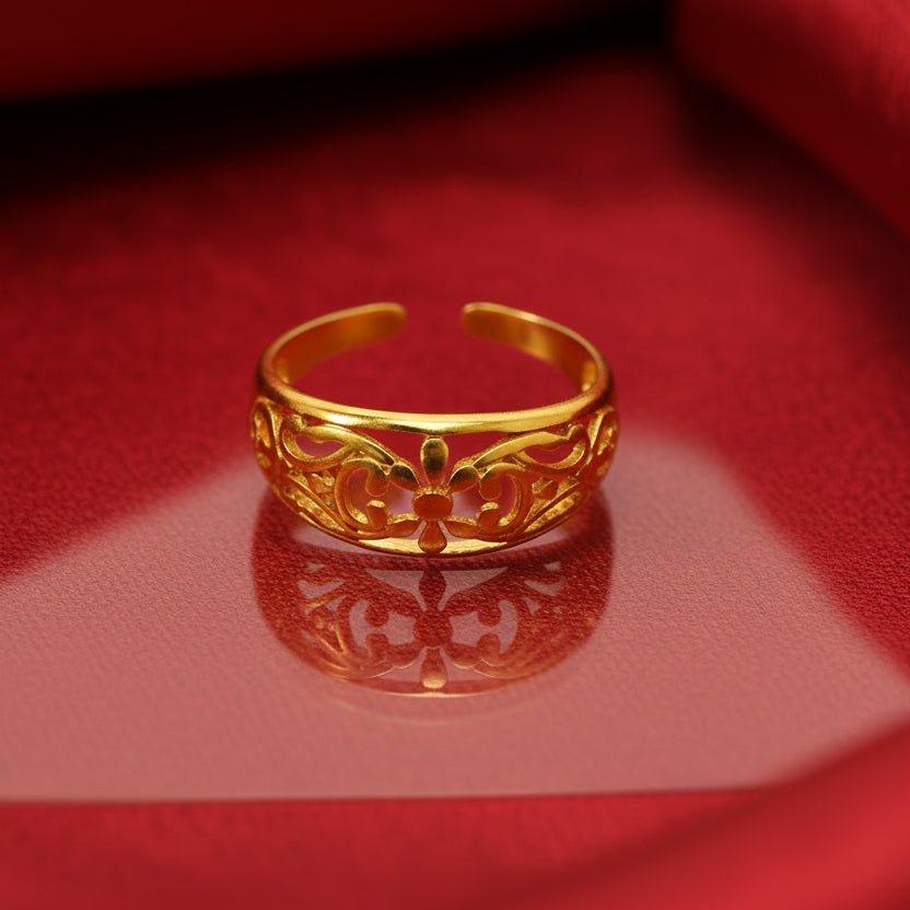 24k Gold Jewelry,Adjustable Flowers Ring Gold Sterling Jewelry For Women - Hippopotamus Barn