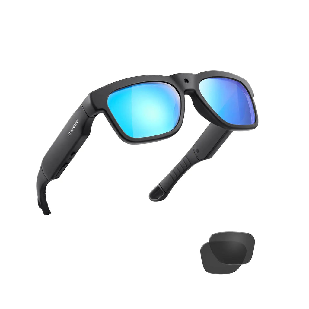 256GB WiFi Camera Glasses | Ultra Full HD 1080P Sunglasses (Black/Blue) - Hippopotamus Barn