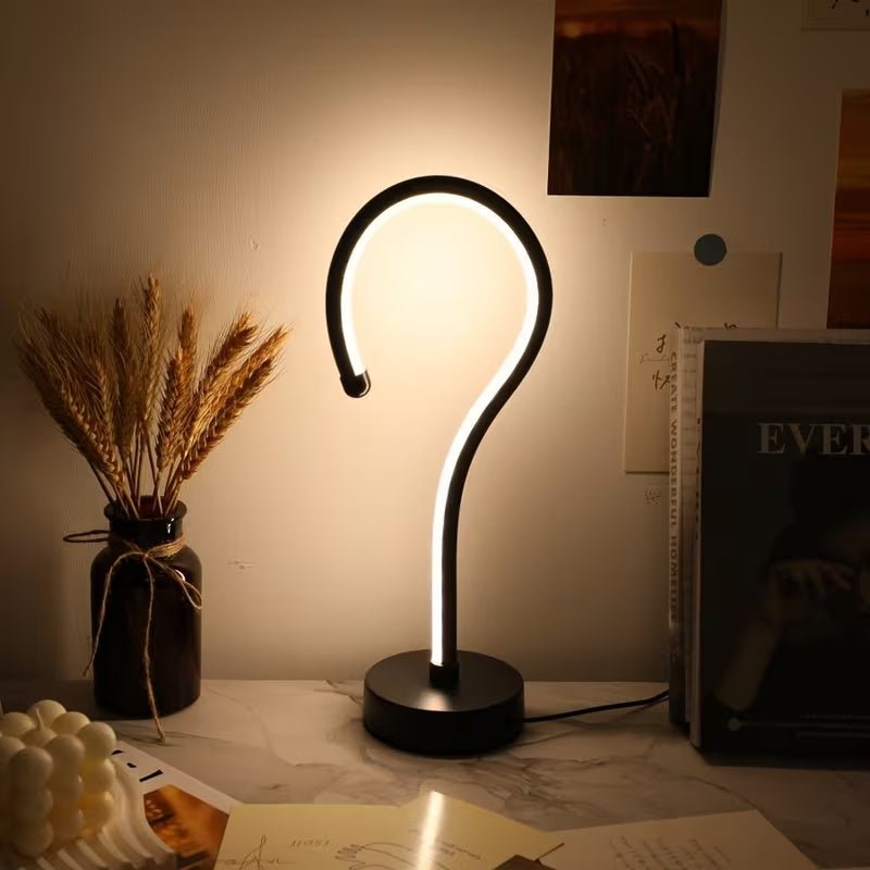 Creative Question Mark Shape Table Lamp, Three-color Dimming USB Desk Decor - Hippopotamus Barn