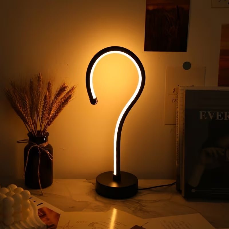 Creative Question Mark Shape Table Lamp, Three-color Dimming USB Desk Decor - Hippopotamus Barn