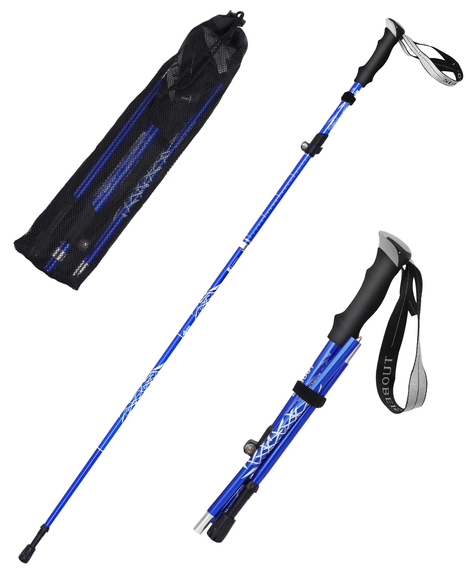 AOFUXTI Collapsible Lightweight Hiking Poles - Adjustable 53" Blue