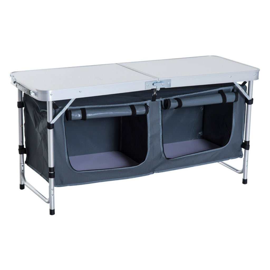 Lightweight Camping Table | Adjustable Height, Folding Picnic Table with Organizer & Carry Handle | White - Hippopotamus Barn