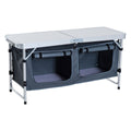 Lightweight Camping Table | Adjustable Height, Folding Picnic Table with Organizer & Carry Handle | White - Hippopotamus Barn