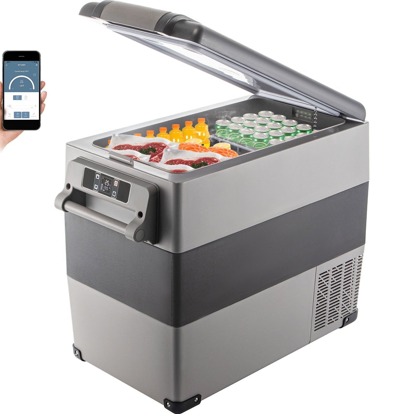 58 Quart Portable Car Refrigerator – 12V Dual Zone Compressor Fridge for Car, RV, Camping & Home - Hippopotamus Barn