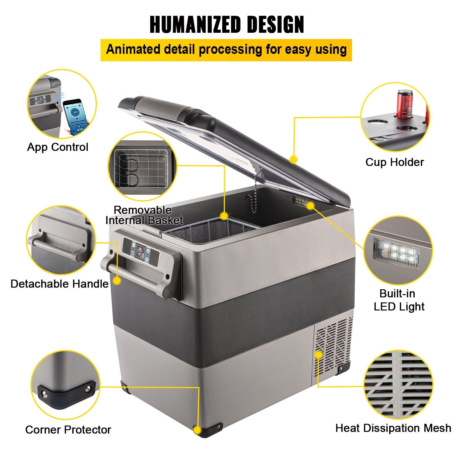58 Quart Portable Car Refrigerator – 12V Dual Zone Compressor Fridge for Car, RV, Camping & Home - Hippopotamus Barn