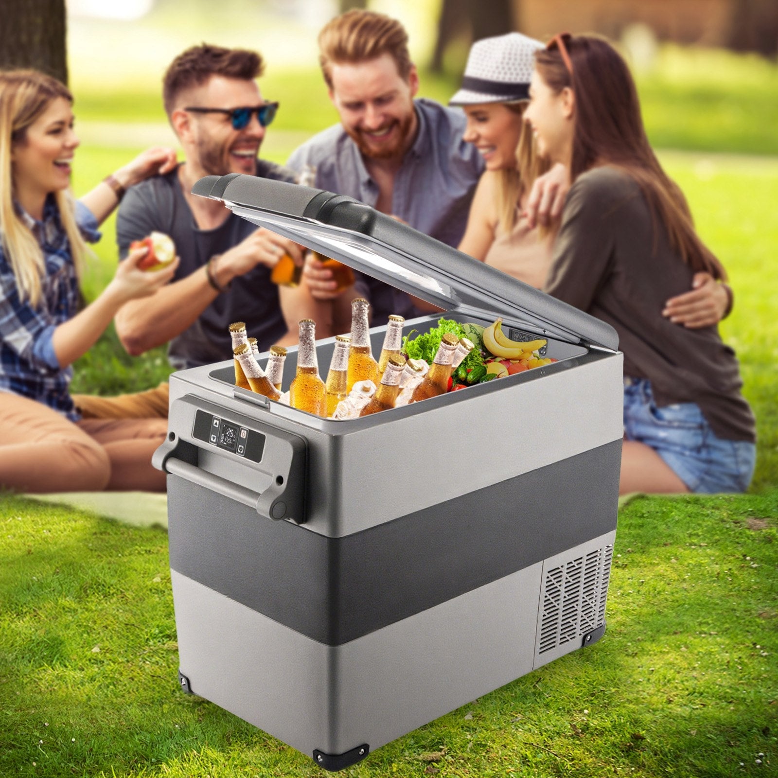 58 Quart Portable Car Refrigerator – 12V Dual Zone Compressor Fridge for Car, RV, Camping & Home - Hippopotamus Barn