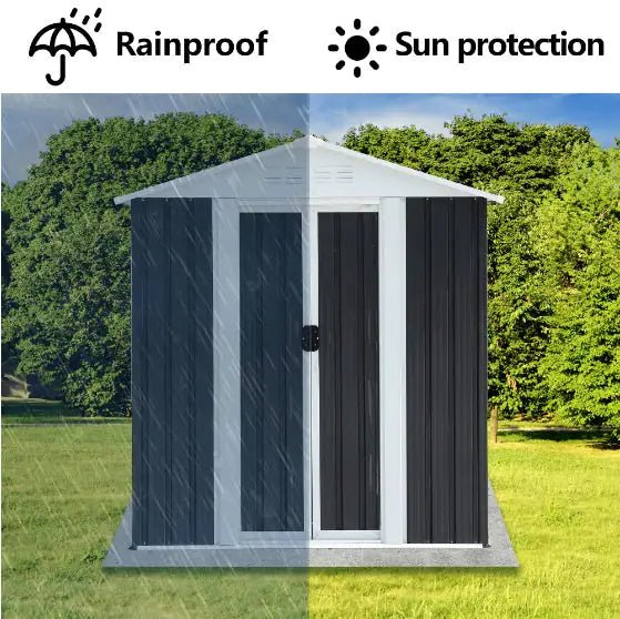 5x3 Small Metal Garden Shed – Weatherproof Galvanized Steel, Lockable Tool Storage for Patios & Balconies - Hippopotamus Barn