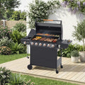 6 Burner Gas Grill with Side Burner - 72000 BTU Stainless Steel Propane BBQ Grill - Hippopotamus Barn