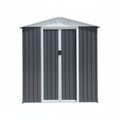 6 x 4 Ft Outdoor Storage Shed – Aluminum Alloy Frame, Apex Roof | Gray & White | Garden, Patio, Backyard - Hippopotamus Barn