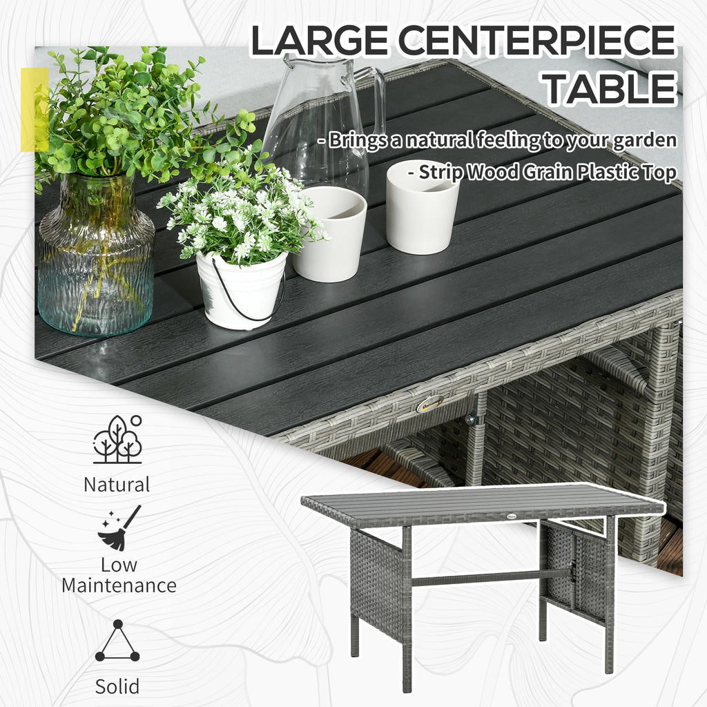 7 - Piece Outdoor Rattan Sectional Sofa Set | L - Shaped Patio Conversation Set with Cushions & Storage | 528 lb Capacity | Dark Blue - Hippopotamus Barn
