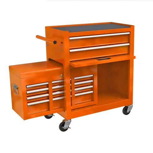 8 - Drawer Rolling Tool Chest with Wheels & Locking Drawers – Orange | 42.8" Steel Tool Cabinet - Hippopotamus Barn