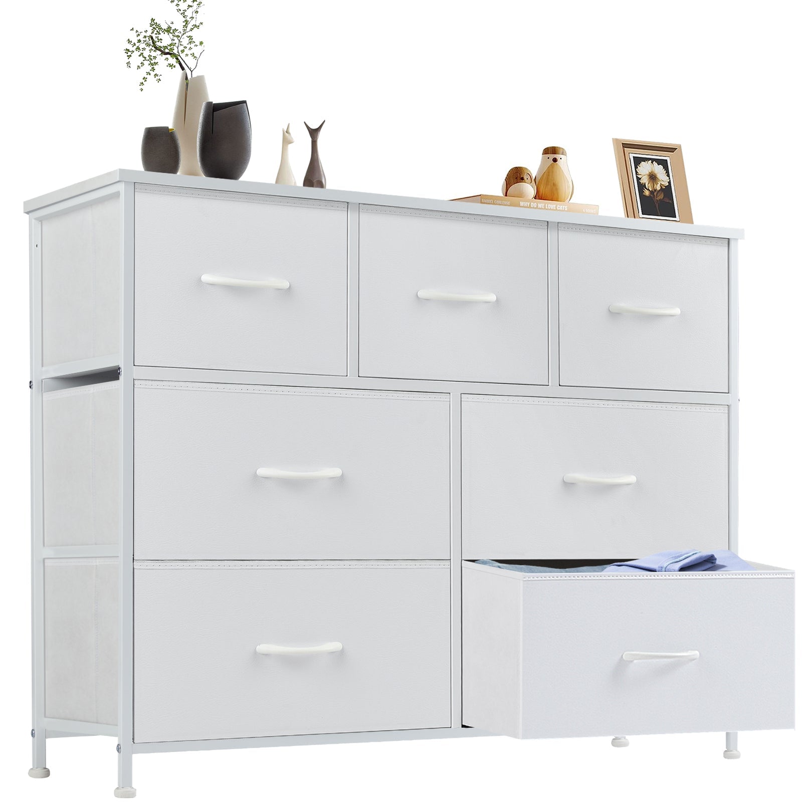 9 Drawer Fabric Dresser - Tall Storage Tower for Bedroom, Closet & Nursery - Hippopotamus Barn