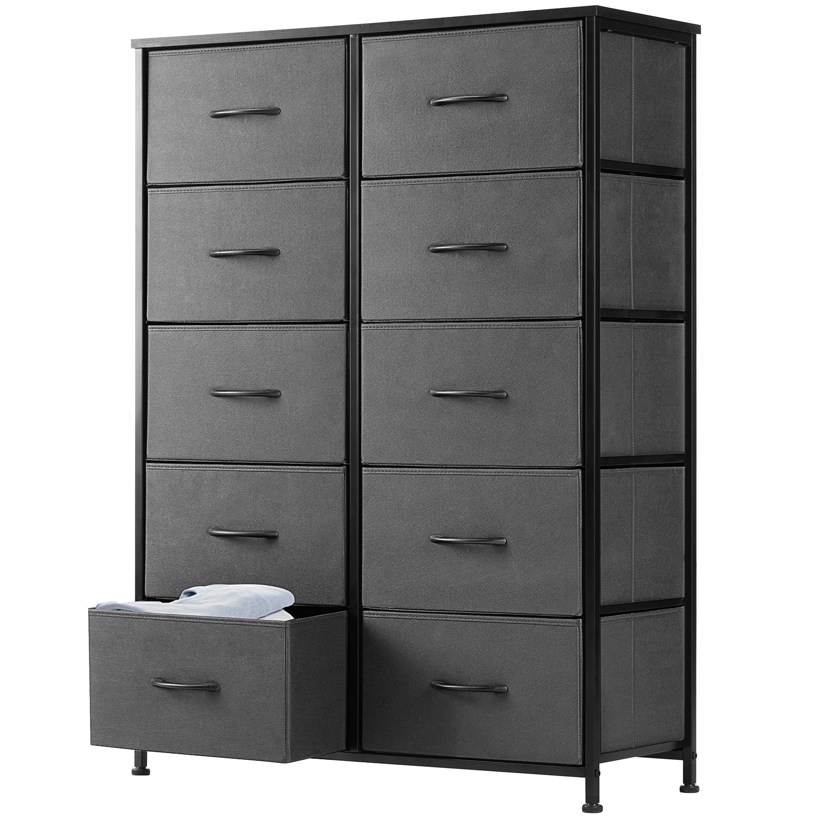 9 Drawer Fabric Dresser - Tall Storage Tower for Bedroom, Closet & Nursery - Hippopotamus Barn