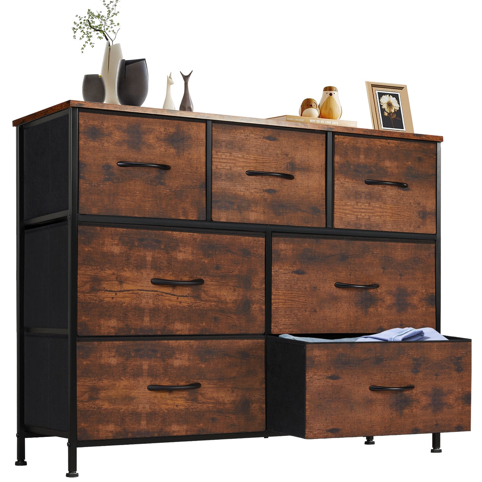 9 Drawer Fabric Dresser - Tall Storage Tower for Bedroom, Closet & Nursery - Hippopotamus Barn