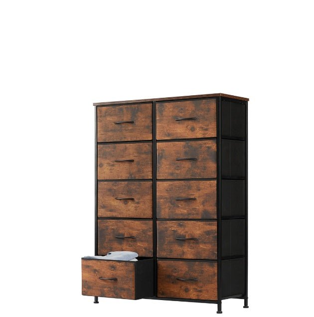 9 Drawer Fabric Dresser - Tall Storage Tower for Bedroom, Closet & Nursery - Hippopotamus Barn
