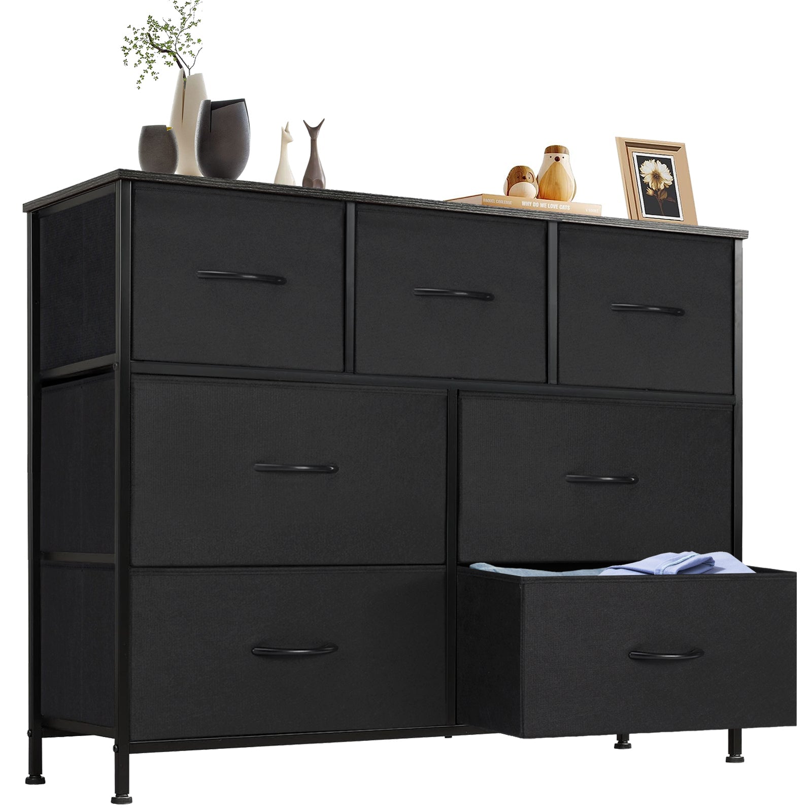 9 Drawer Fabric Dresser - Tall Storage Tower for Bedroom, Closet & Nursery - Hippopotamus Barn