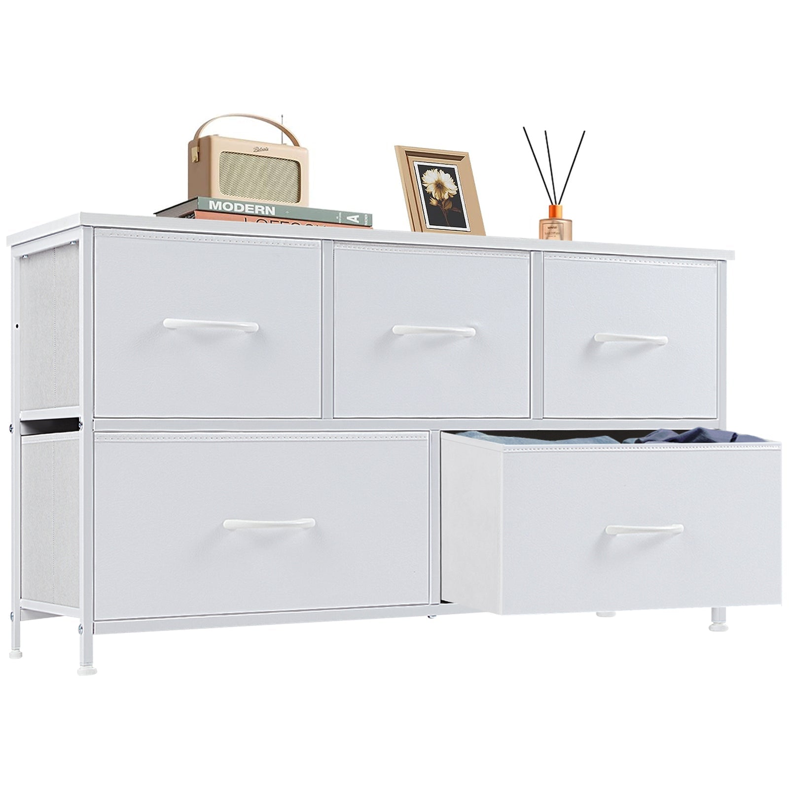 9 Drawer Fabric Dresser - Tall Storage Tower for Bedroom, Closet & Nursery - Hippopotamus Barn
