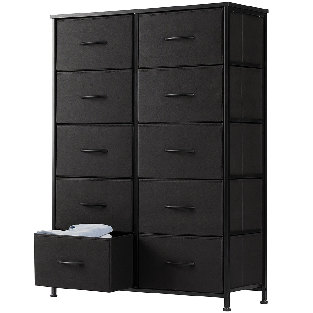 9 Drawer Fabric Dresser - Tall Storage Tower for Bedroom, Closet & Nursery - Hippopotamus Barn