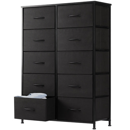 9 Drawer Fabric Dresser - Tall Storage Tower for Bedroom, Closet & Nursery - Hippopotamus Barn