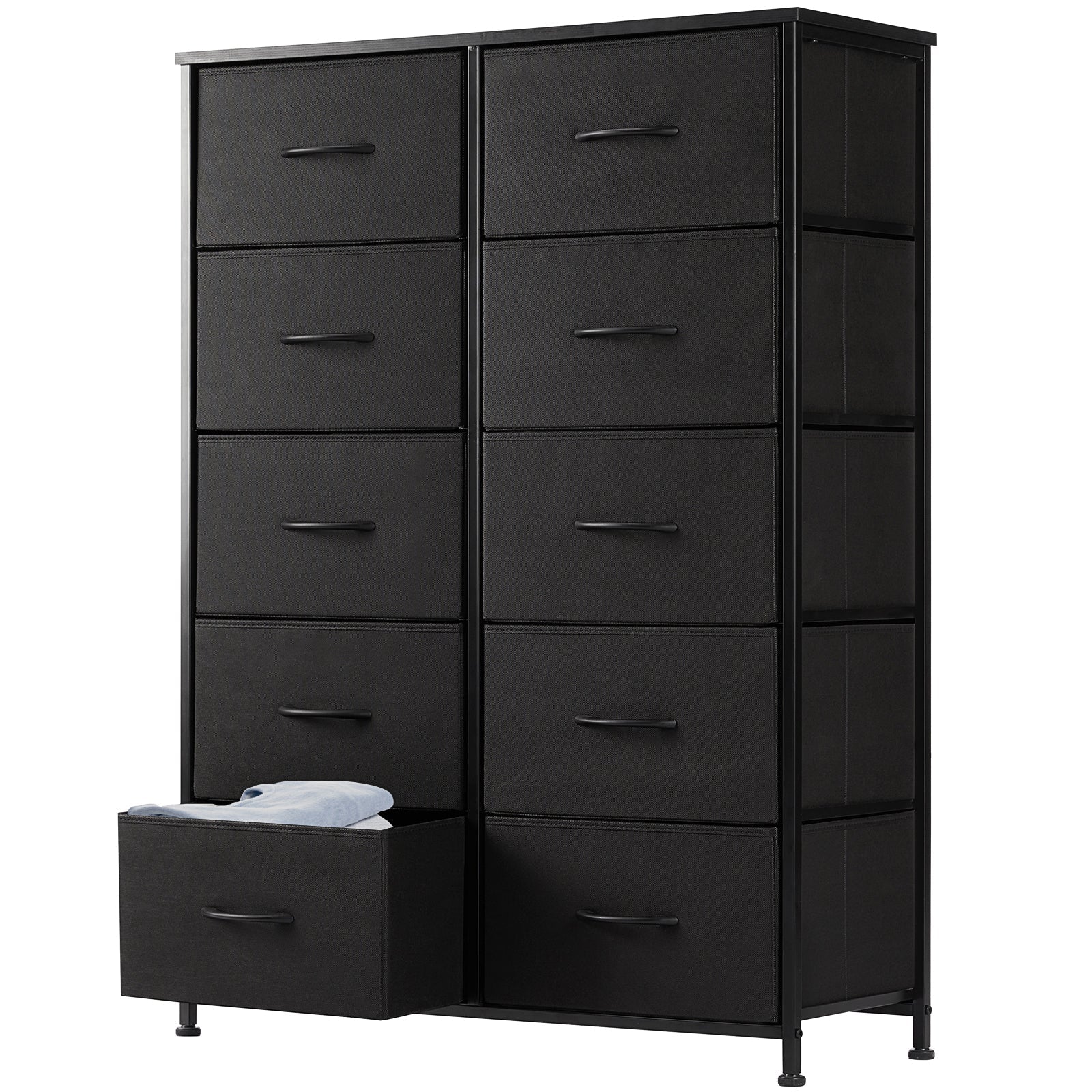 9 Drawer Fabric Dresser - Tall Storage Tower for Bedroom, Closet & Nursery - Hippopotamus Barn
