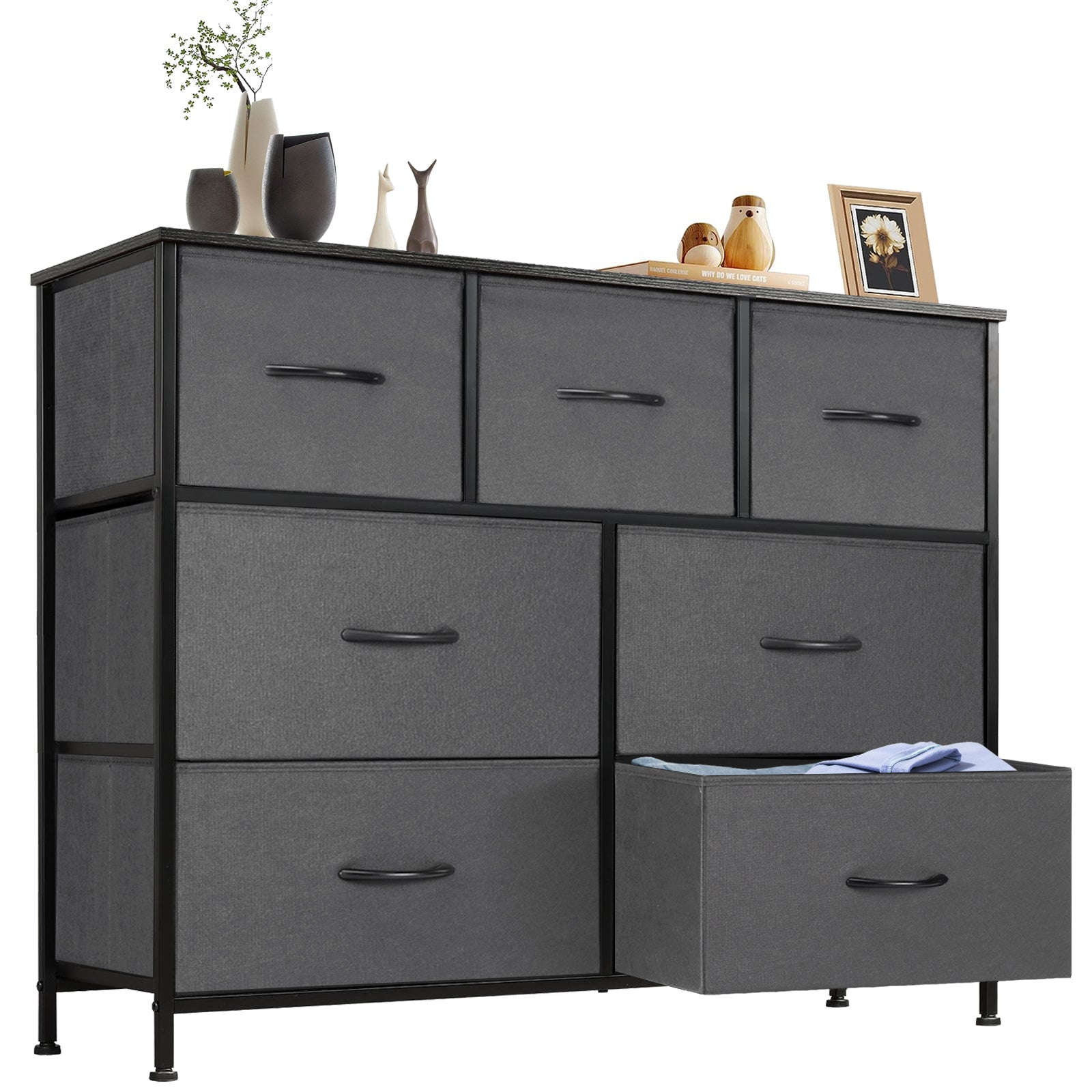 9 Drawer Fabric Dresser - Tall Storage Tower for Bedroom, Closet & Nursery - Hippopotamus Barn