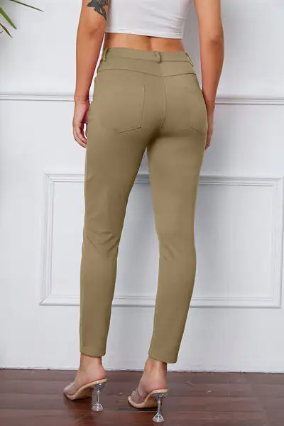 Essential Stretchy Stitch Pants | High-Rise Slim Fit Trousers