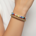 Addison Boho Stackable Bracelet Set – 5mm Gold Beads & Colorful Glass Charms