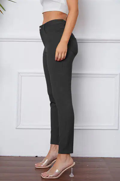 Essential Stretchy Stitch Pants | High-Rise Slim Fit Trousers