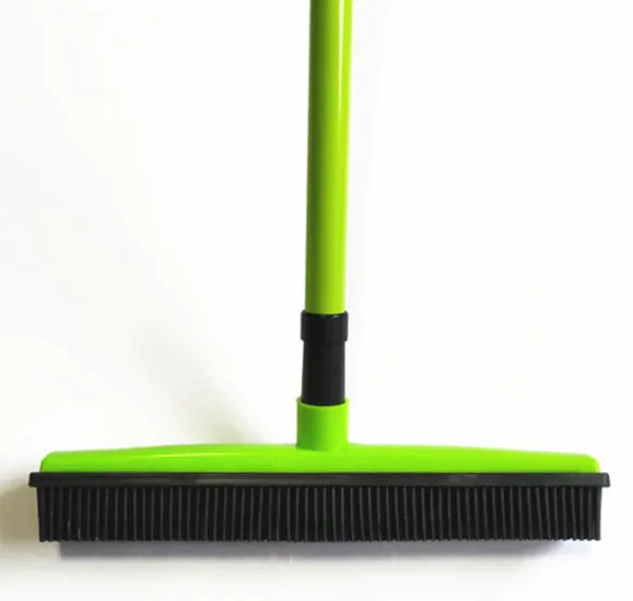 Pet Hair Removal Broom Mop | 2-in-1 Rubber Squeegee & Bristle Sweeper