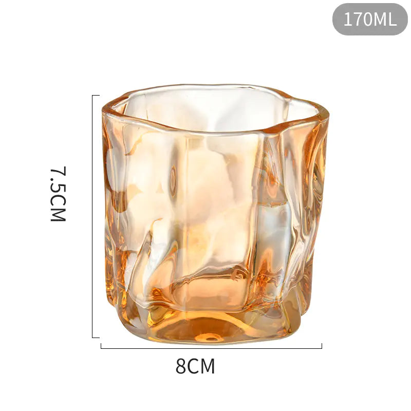 Irregular Geometric Glass Tumbler Set – Heat-Resistant Whiskey & Coffee Glasses (2 Pack)