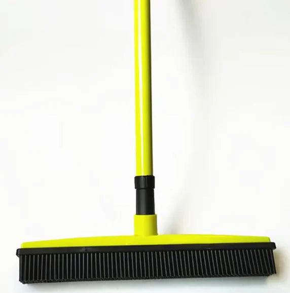 Pet Hair Removal Broom Mop | 2-in-1 Rubber Squeegee & Bristle Sweeper